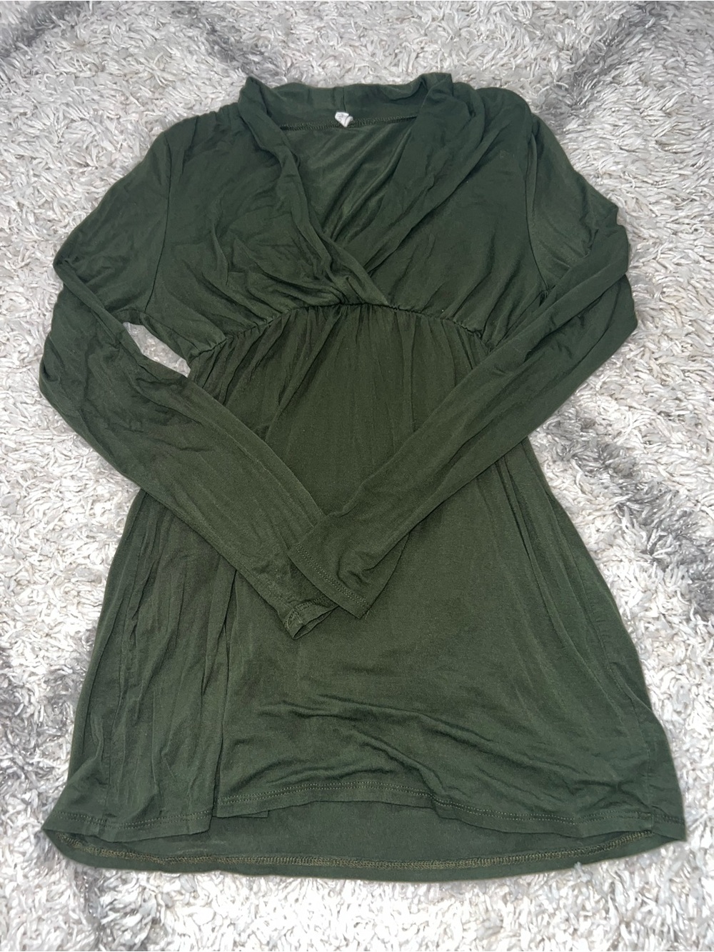 Pinkblush Olive Green Long Sleeve Empire Waist maternity top